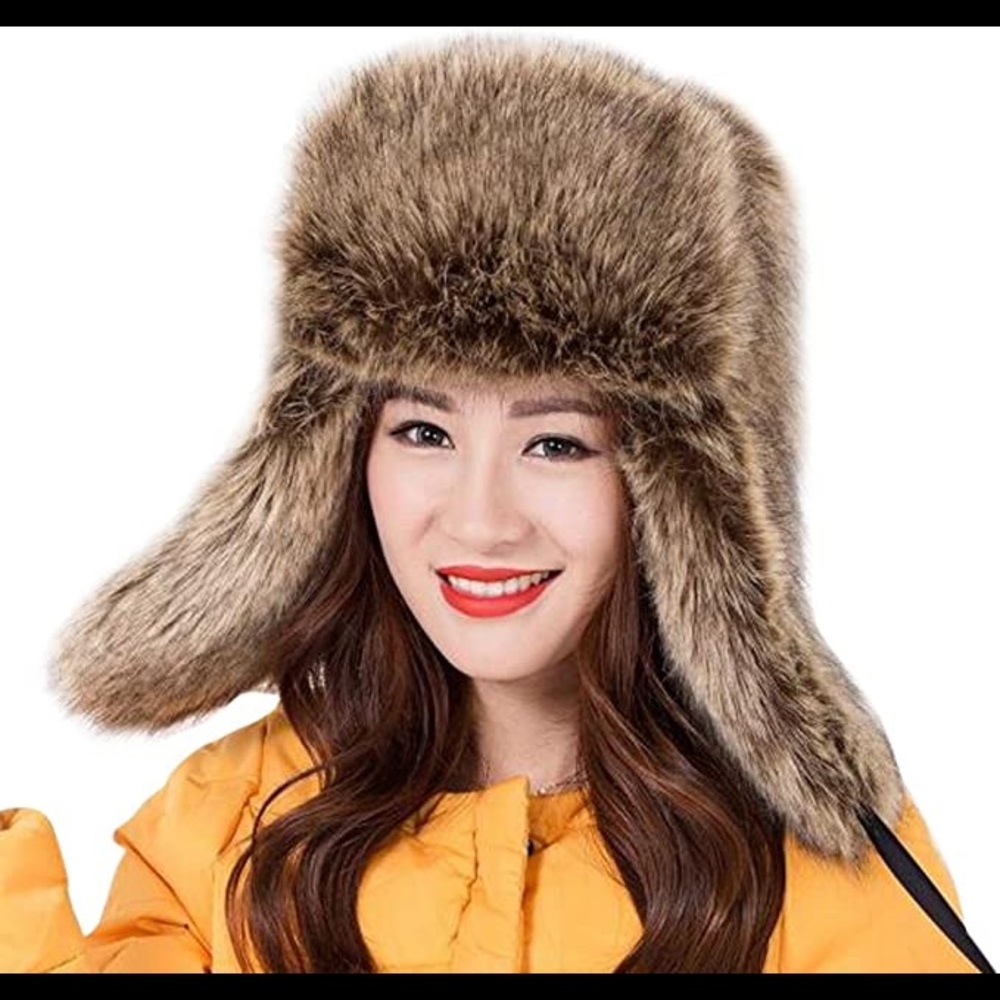 Dikoaina Faux Fur Trapper Hat with Ear Flaps